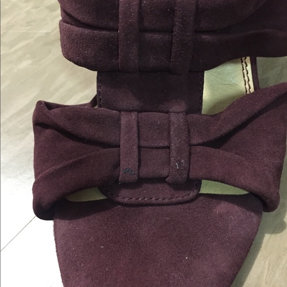 NEW SPLENDID Nando Plum Purple Suede Lthr Block Heel Open Toe Knot Sandals sz 10 - Picture 6 of 7